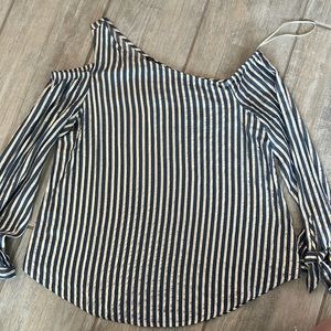 Express Gorgeous One Shoulder Shimmery Top with Tie Arms